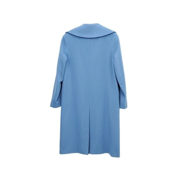 FLEURETTE  100% Wool Oversized Corn Flower Blue Notch Collar Longline Peacoat - Picture 10 of 16